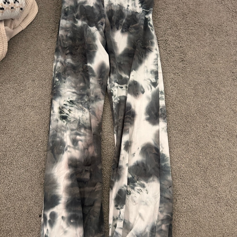 ADT Black and Gray Leggings with Tie-Dye Design